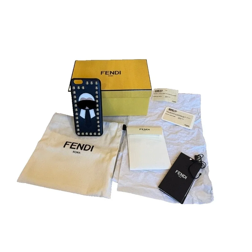 Fendi x Karl‎ Lagerfeld Karlito Fur Leather Stud Smartphone iPhone 6/6s Case